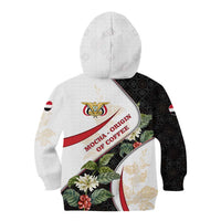 Yemen Kid Hoodie with Mocha Coffee Plant Design and National Flag Accents