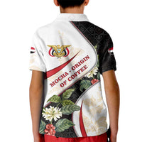 Yemen Kid Polo Shirt with Mocha Coffee Plant Design and National Flag Accents
