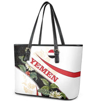 Yemen Leather Tote Bag with Mocha Coffee Plant Design and National Flag Accents