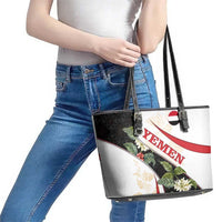 Yemen Leather Tote Bag with Mocha Coffee Plant Design and National Flag Accents