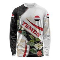 Yemen Long Sleeve Shirt with Mocha Coffee Plant Design and National Flag Accents