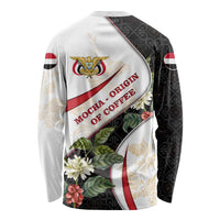 Yemen Long Sleeve Shirt with Mocha Coffee Plant Design and National Flag Accents