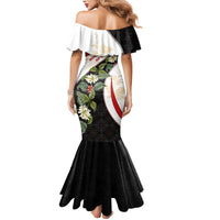 Yemen Mermaid Dress with Mocha Coffee Plant Design and National Flag Accents