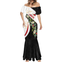 Yemen Mermaid Dress with Mocha Coffee Plant Design and National Flag Accents