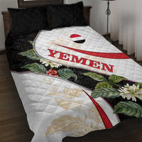 Yemen Quilt Bed Set with Mocha Coffee Plant Design and National Flag Accents
