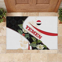 Yemen Rubber Doormat with Mocha Coffee Plant Design and National Flag Accents