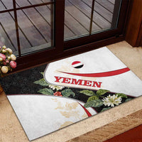 Yemen Rubber Doormat with Mocha Coffee Plant Design and National Flag Accents
