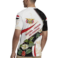 Yemen Rugby Jersey with Mocha Coffee Plant Design and National Flag Accents