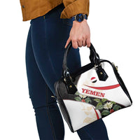 Yemen Shoulder Handbag with Mocha Coffee Plant Design and National Flag Accents