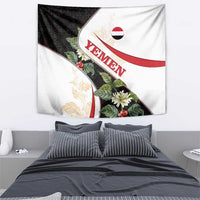 Yemen Tapestry with Mocha Coffee Plant Design and National Flag Accents