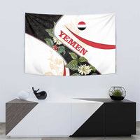 Yemen Tapestry with Mocha Coffee Plant Design and National Flag Accents