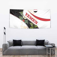 Yemen Tapestry with Mocha Coffee Plant Design and National Flag Accents