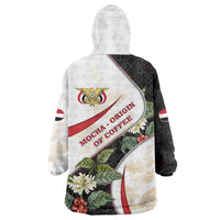 Yemen Wearable Blanket Hoodie with Mocha Coffee Plant Design and National Flag Accents