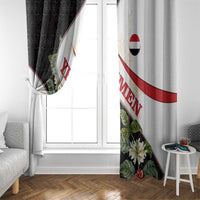 Yemen Window Curtain with Mocha Coffee Plant Design and National Flag Accents