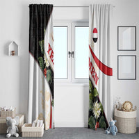 Yemen Window Curtain with Mocha Coffee Plant Design and National Flag Accents