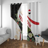 Yemen Window Curtain with Mocha Coffee Plant Design and National Flag Accents