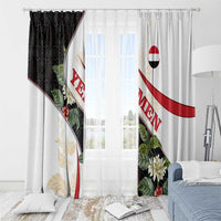 Yemen Window Curtain with Mocha Coffee Plant Design and National Flag Accents