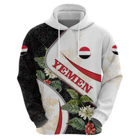 Yemen Zip Hoodie with Mocha Coffee Plant Design and National Flag Accents