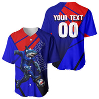Personalized Cape Verde Soccer Shark Mascot Baseball Jersey Blue Sharks Football Player Dynamic Graphic