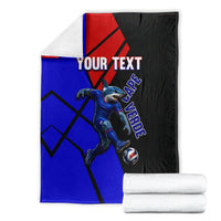 Personalized Cape Verde Soccer Shark Mascot Blanket Blue Sharks Football Player Dynamic Graphic