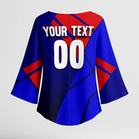 Personalized Cape Verde Soccer Shark Mascot Kimono Sleeve Blouse Blue Sharks Football Player Dynamic Graphic