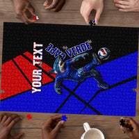 Personalized Cape Verde Soccer Shark Mascot Puzzle Blue Sharks Football Player Dynamic Graphic