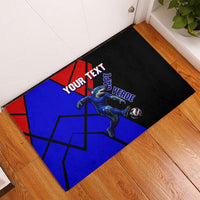 Personalized Cape Verde Soccer Shark Mascot Rubber Doormat Blue Sharks Football Player Dynamic Graphic