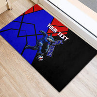 Personalized Cape Verde Soccer Shark Mascot Rubber Doormat Blue Sharks Football Player Dynamic Graphic