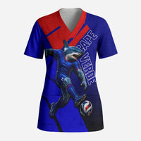 Personalized Cape Verde Soccer Shark Mascot Scrub Top Blue Sharks Football Player Dynamic Graphic