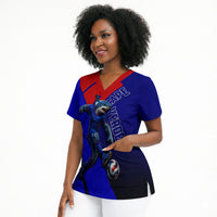 Personalized Cape Verde Soccer Shark Mascot Scrub Top Blue Sharks Football Player Dynamic Graphic