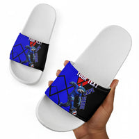 Personalized Cape Verde Soccer Shark Mascot Slide Sandals Blue Sharks Football Player Dynamic Graphic