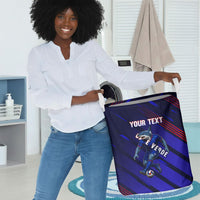 Personalized Cape Verde Soccer Laundry Basket Shark Mascot Football Player Striped Pattern