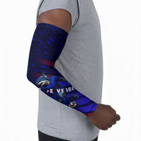 Personalized Cape Verde Soccer Arm Sleeves Shark Mascot Football Player Striped Pattern
