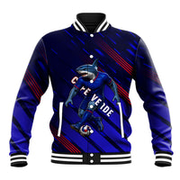 Personalized Cape Verde Soccer Baseball Jacket Shark Mascot Football Player Striped Pattern