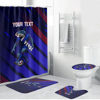 Personalized Cape Verde Soccer Bathroom Set Shark Mascot Football Player Striped Pattern
