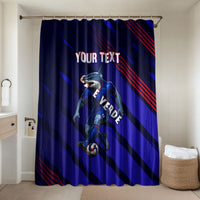 Personalized Cape Verde Soccer Bathroom Set Shark Mascot Football Player Striped Pattern