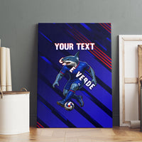 Personalized Cape Verde Soccer Canvas Wall Art Shark Mascot Football Player Striped Pattern