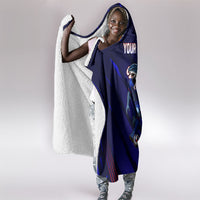 Personalized Cape Verde Soccer Hooded Blanket Shark Mascot Football Player Striped Pattern