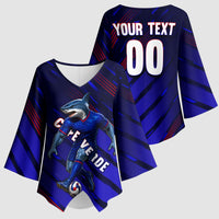 Personalized Cape Verde Soccer Kimono Sleeve Blouse Shark Mascot Football Player Striped Pattern