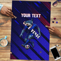 Personalized Cape Verde Soccer Puzzle Shark Mascot Football Player Striped Pattern