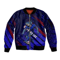 Personalized Cape Verde Soccer Sleeve Zip Bomber Jacket Shark Mascot Football Player Striped Pattern