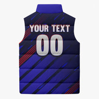 Personalized Cape Verde Soccer Sleeveless Puffer Jacket Shark Mascot Football Player Striped Pattern