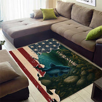 Catfish Fishing Area Rug with Underwater Scene and Distressed American Flag Background - Wonder Print Shop