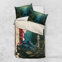 Catfish Fishing Bedding Set with Underwater Scene and Distressed American Flag Background - Wonder Print Shop