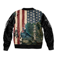Catfish Fishing Bomber Jacket with Underwater Scene and Distressed American Flag Background - Wonder Print Shop