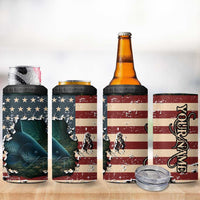 Catfish Fishing 4 in 1 Can Cooler Tumbler with Underwater Scene and Distressed American Flag Background - Wonder Print Shop