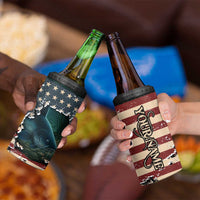 Catfish Fishing 4 in 1 Can Cooler Tumbler with Underwater Scene and Distressed American Flag Background - Wonder Print Shop