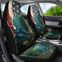 Catfish Fishing Car Seat Cover with Underwater Scene and Distressed American Flag Background - Wonder Print Shop