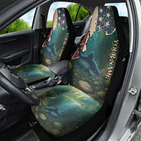 Catfish Fishing Car Seat Cover with Underwater Scene and Distressed American Flag Background - Wonder Print Shop