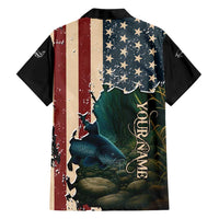 Catfish Fishing Family Matching Puletasi and Hawaiian Shirt with Underwater Scene and Distressed American Flag Background - Wonder Print Shop